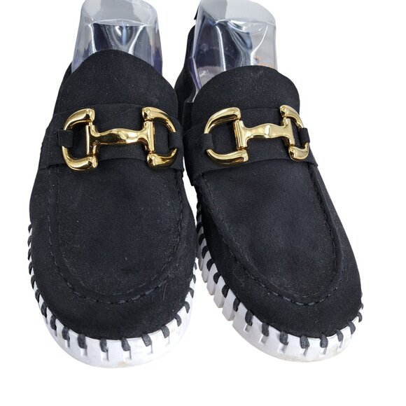 Ilse Jacobsen Tulip Slip On Black Gold Horse Bit Loafer Shoes Size 41 US10.5-11 - Picture 4 of 13